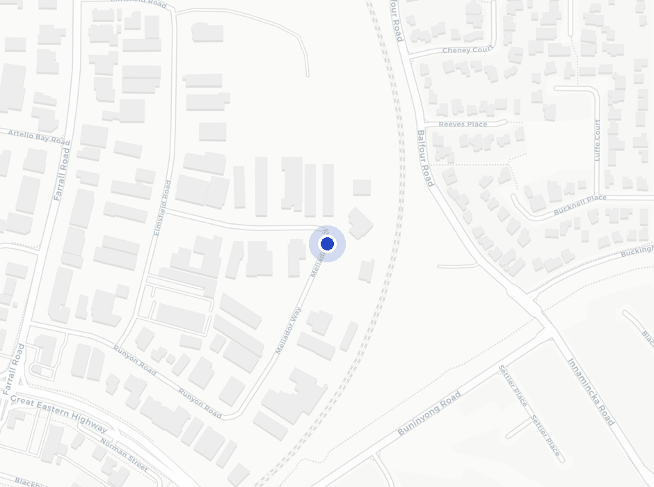 Map showing the head office at 26–30 Meliador Way, Midvale — click to open directions